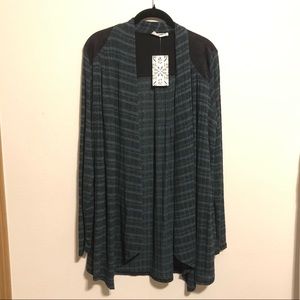 Olive green striped cardigan
